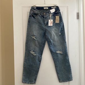 Jessica Simpson Lived-In Vintage High Rise Slim Straight Leg Denim Jeans